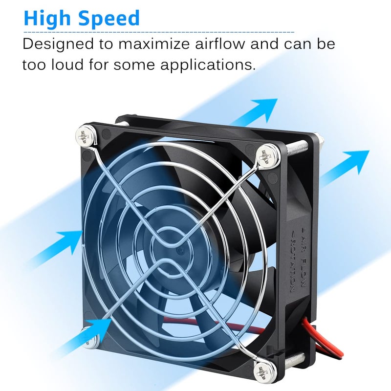 GDSTIME 2 Pack 80mm x 25mm Dual Ball Bearings High Speed 4500RPM 12V DC Brushless Cooling Fan 2Pin - Image 3